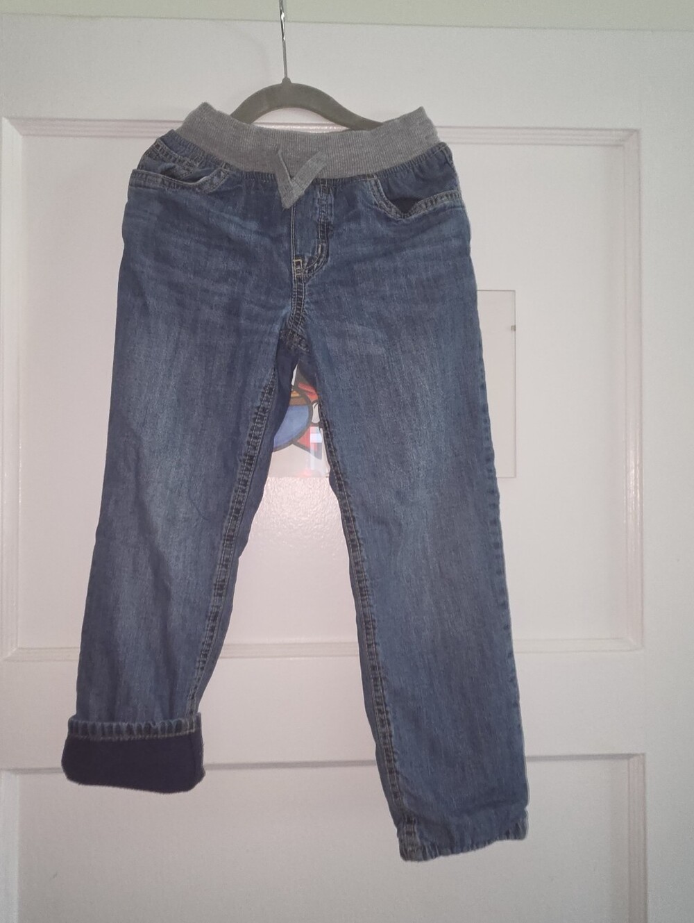 Boys 5T Oshkosh Fleece Lined Denim Pull-On Straight Jeans - Medium Wash